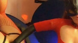 Miss gwen dominates her sissy slave with huge dildo anal stretching